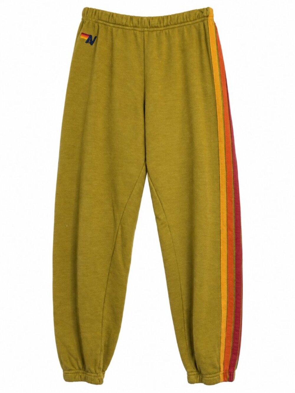 Aviator Nation Rainbow Side-Stripe Joggers Mustard Olive XS